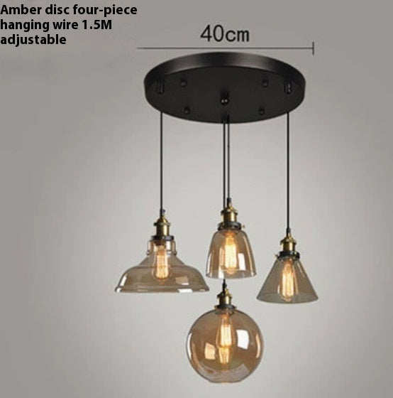 Nordic Retro Simple Transparent Glass Restaurant Chandelier