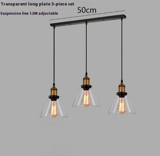 Nordic Retro Simple Transparent Glass Restaurant Chandelier