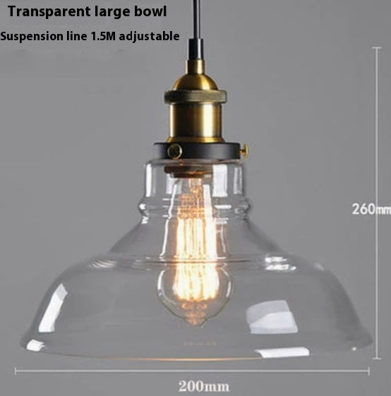 Nordic Retro Simple Transparent Glass Restaurant Chandelier