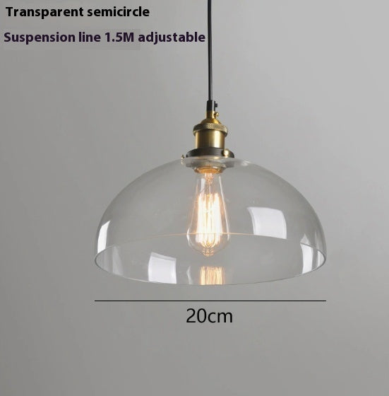 Nordic Retro Simple Transparent Glass Restaurant Chandelier