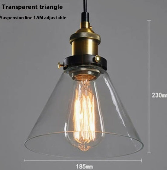 Nordic Retro Simple Transparent Glass Restaurant Chandelier