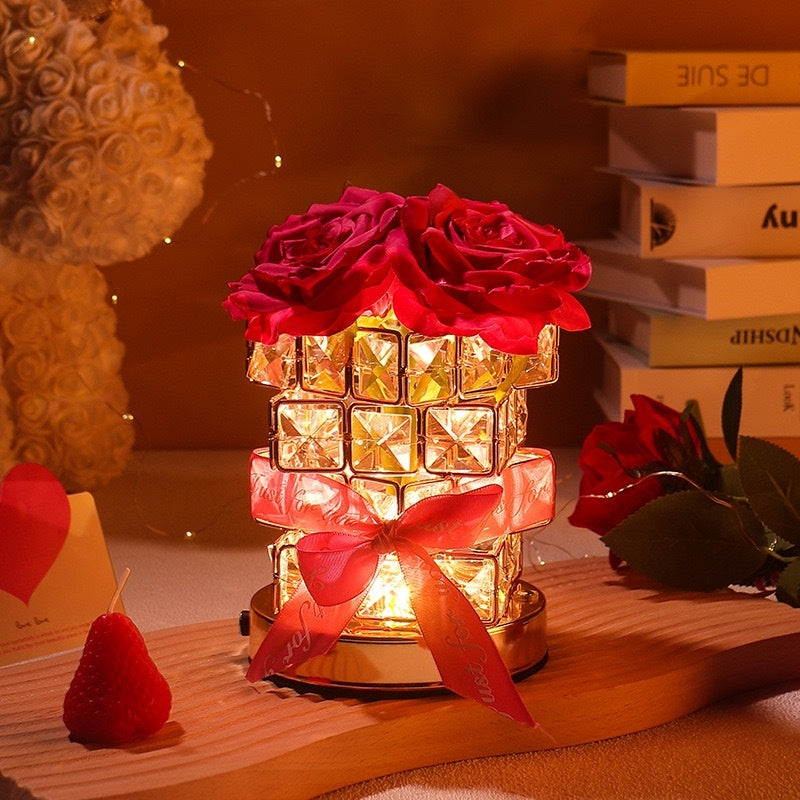 520 Gift Rose Cube Atmosphere Table Lamp Bedroom Lights Gift Lamp  Romentic Night Bedroom lights Dringroom table lamp