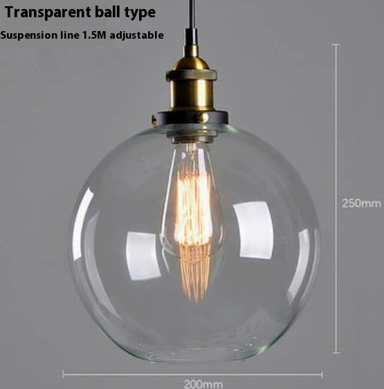 Nordic Retro Simple Transparent Glass Restaurant Chandelier