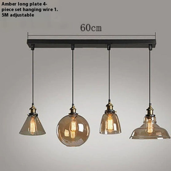 Nordic Retro Simple Transparent Glass Restaurant Chandelier