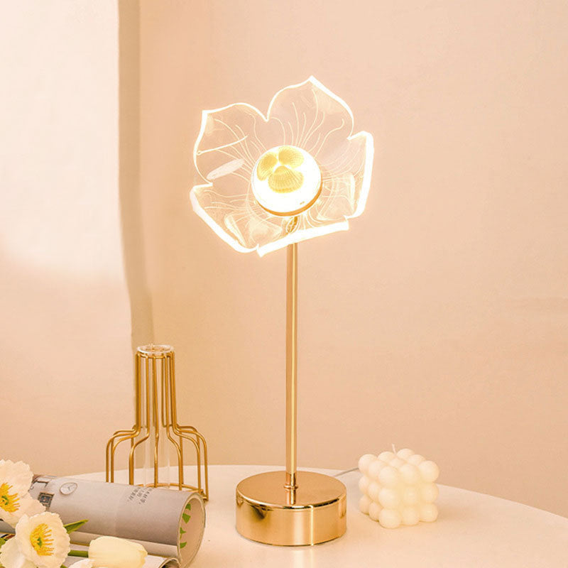 Flowers Decorated Table Lamp Bedroom Ins Warm