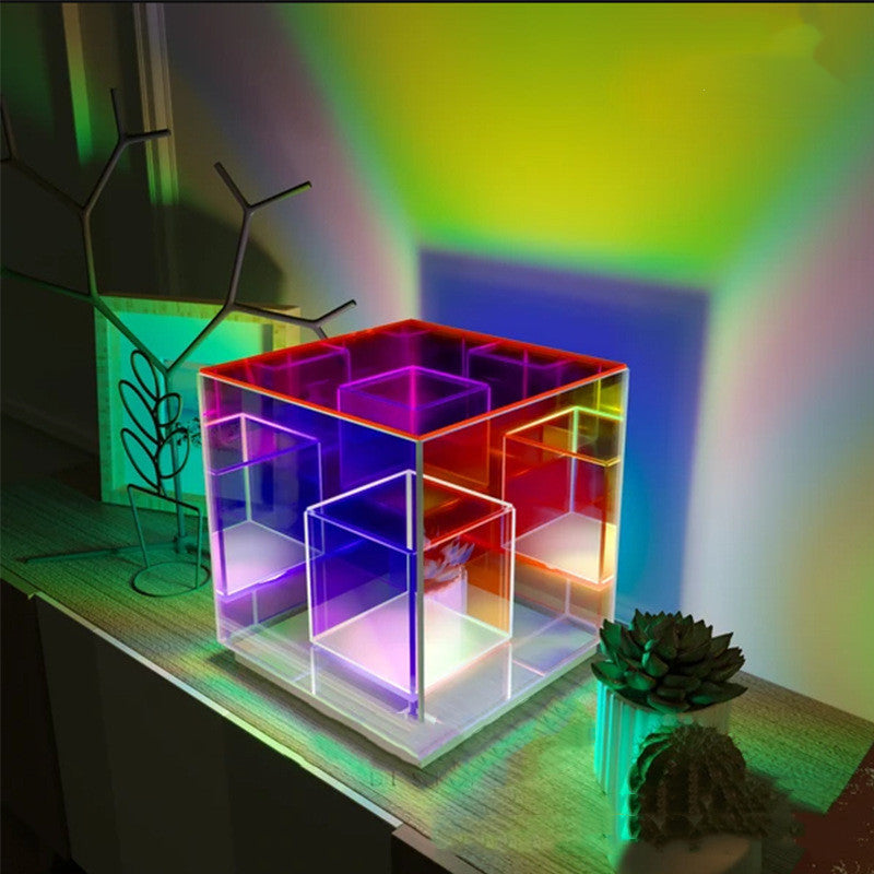 Acrylic Lamp Cube LED Color Table Lamp Cube Box