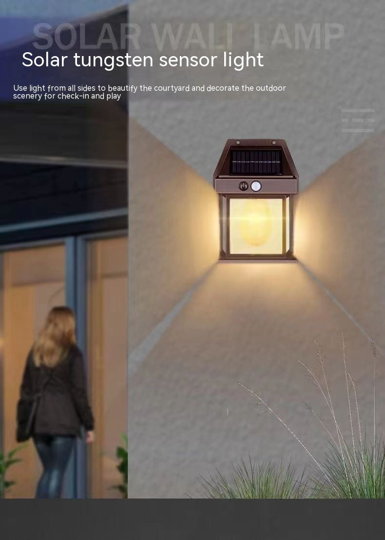 Outdoor Solar  Waterproof Tungsten Induction Garden Wall Lamp