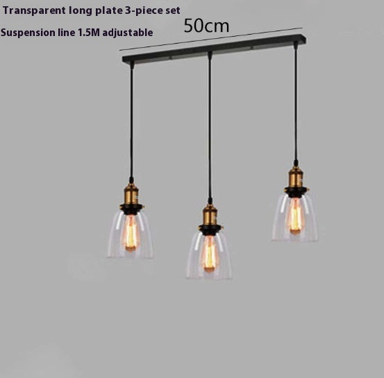 Nordic Retro Simple Transparent Glass Restaurant Chandelier