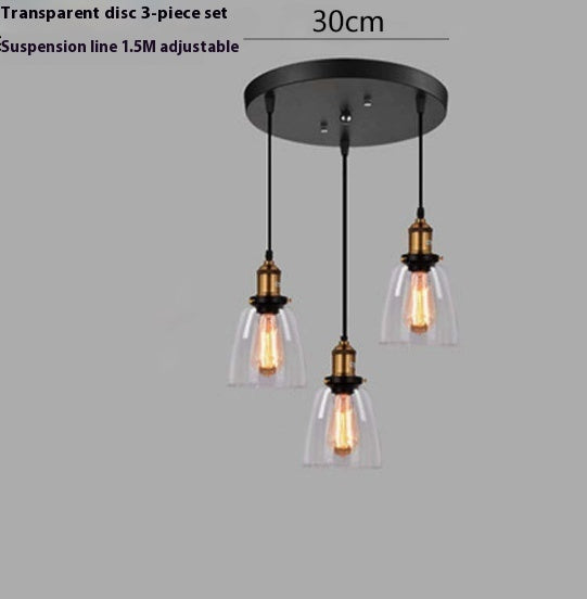 Nordic Retro Simple Transparent Glass Restaurant Chandelier