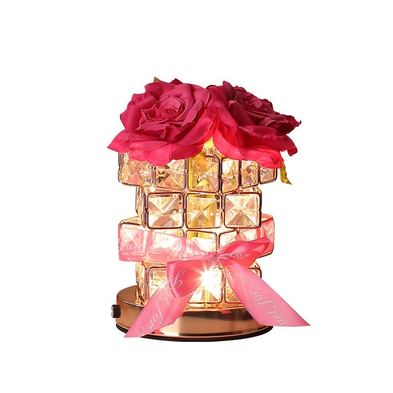 520 Gift Rose Cube Atmosphere Table Lamp Bedroom Lights Gift Lamp  Romentic Night Bedroom lights Dringroom table lamp