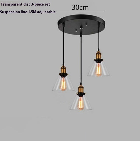 Nordic Retro Simple Transparent Glass Restaurant Chandelier