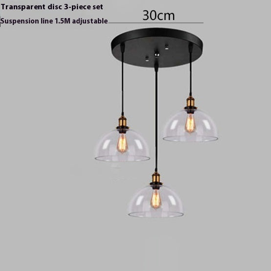 Nordic Retro Simple Transparent Glass Restaurant Chandelier